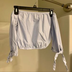 Off the Shoulder Cropped Striped Tank